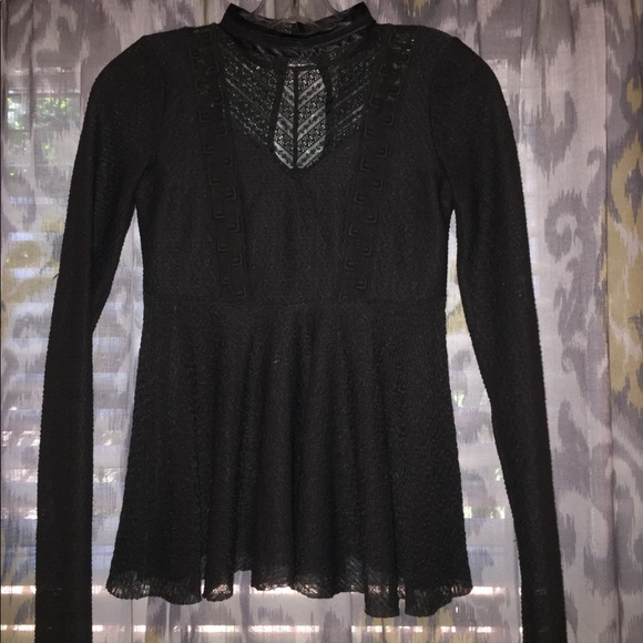 Free People gray lace peplum top - Picture 2 of 6